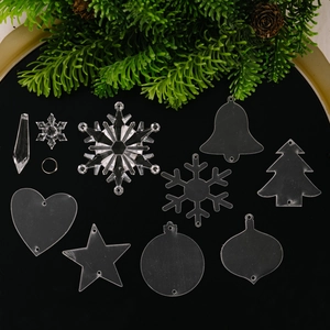 7-piece set of transparent acrylic Christmas ornaments with snowflake and icicle designs