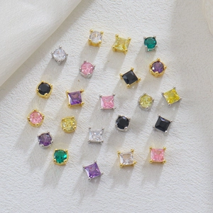 Pendentifs en Cuivre avec Strass Micro Incrustés pour Création de Bijoux DIY Carrés Ronds Cœur Accessoires de Bricolage Faits à la Main