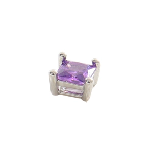 Perle zircon carrée violette avec serti à quatre griffes pour bijoux DIY
