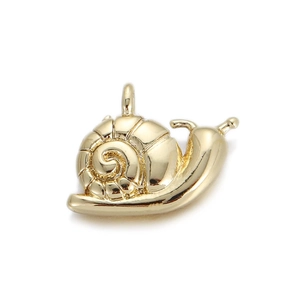18k gold plated copper snail charm pendant with spiral shell texture for jewelry DIY
