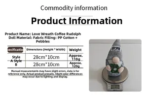 Size and weight specifications for the coffee gnome Christmas wreath decoration