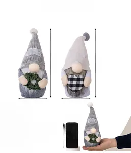 Detailed size comparison of Swedish gnome plush ornaments with Home and Blessed embroidery