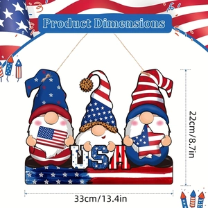 Patriotic USA gnomes welcome sign with dimensions 13.4in width and 8.7in height