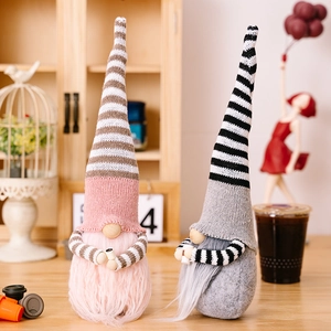 Festive Christmas coffee gnomes with striped knit hats and plush beards for home decor