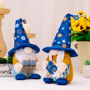 Set de gnomes de Hanoucca avec Ménorah et Dreidel pour décoration de fête à domicile