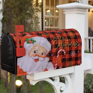 Outdoor view showing the Santa Claus pattern on magnetic Christmas mailbox covers