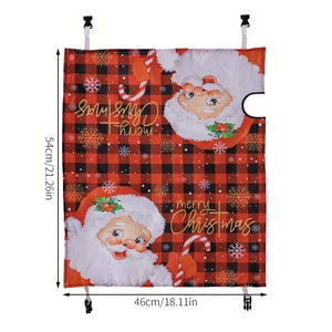 Christmas mailbox cover with red buffalo plaid pattern and Santa Claus design, 46x54cm size