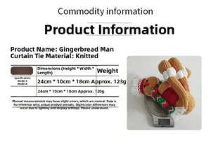 Detailed size chart for gingerbread man curtain buckle with weight and dimensions info