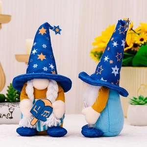 Lot de gnomes de Hanoucca avec chapeaux à étoiles et toupie pour décoration de fête