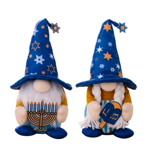 Lot de nains de Hanoucca en peluche avec ménorah et toupie pour décoration de fête