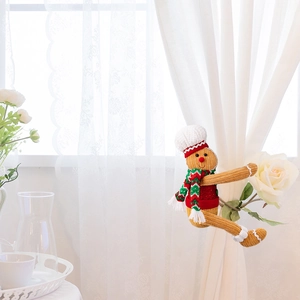Gingerbread man curtain tieback with chef hat and scarf for Christmas home window decor