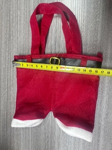 Measurement of 18cm width for Santa pants shaped Christmas gift bag and candy holder