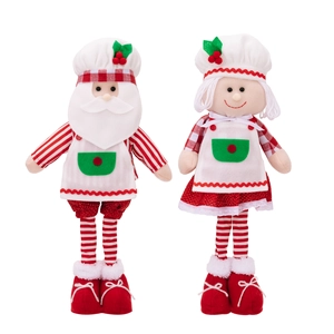 Stehende Weihnachtsmann und Schneemann Kochfiguren mit Teleskopbeinen und roten Pailletten
