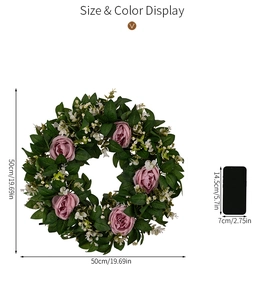 Rosafarbener Rosenkranz Größenanzeige mit 50cm Durchmesser und Smartphone Vergleich