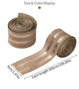 Champagne gold glitter ribbon 5cm x 500cm size guide for Christmas gift wrapping decor
