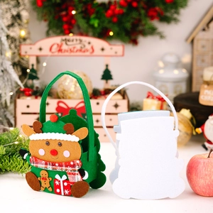 Christmas felt gift bags with reindeer and snowman designs for holiday candy and presents