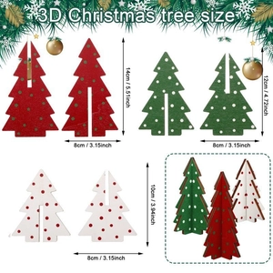 Set di decorazioni per albero di Natale 3D in legno con dimensioni in rosso verde e bianco