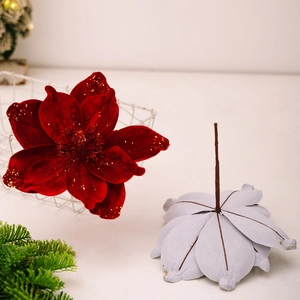 Fiori di stelle di Natale artificiali con polvere d'oro per decoro dell'albero