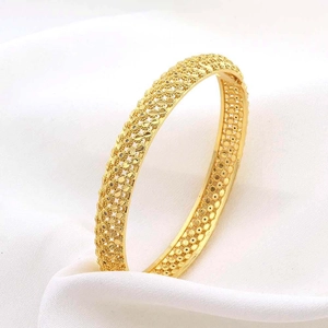 24K goud vergulde opengewerkte bloemenarmband met sprankelende zirkonia voor dames
