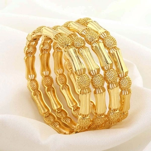 Luxe Koperen 18K Vergulde Opengewerkte Armring Armband Voor Vrouwen Dubai Bruid Bruiloft Feest Mode Sieraden Accessoire