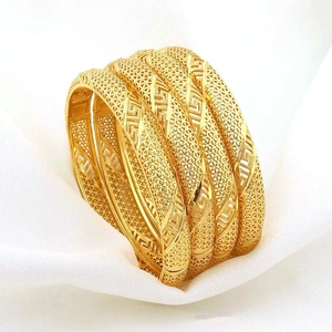 Dubai 24K Verguld Koper Holle Armband Voor Vrouwen Luxe Zirconia Griekse Sleutel Meander Patroon Maas Armband Sieraden