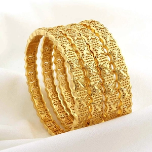 Midden-Oosterse Dubai 24K Verguld Koperen Holle Armring Voor Vrouwen Vintage Geometrische Ster Patroon Feest Sieraden Armband