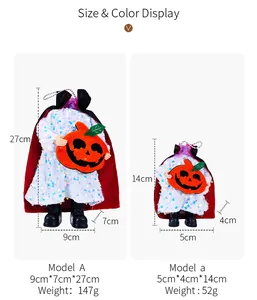 Size chart showing height and weight for two headless vampire pumpkin decorations