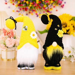 Bee Festival Faceless Gnome Plush Doll Cute Bow Standing Honey Bee Day Ornament For Home Spring Tabletop Decoration