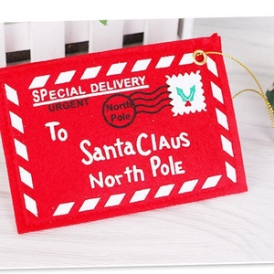 Christmas Red Non-Woven Fabric Envelope Hanging Decoration For Tree Candy Gift Card Holder Bag Xmas Party Ornament Home Decor