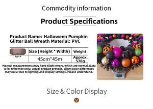 Dettaglio della ghirlanda di palline glitterate per Halloween con trama in PVC sulla bilancia