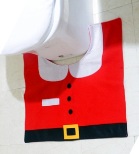 U-shaped red Santa Claus toilet mat with black belt and golden buckle bathroom decor