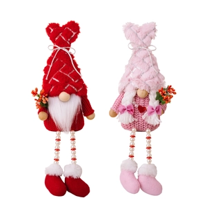 Valentine Gnomes plush dolls with sequin heart hats and pearl legs for gift decoration