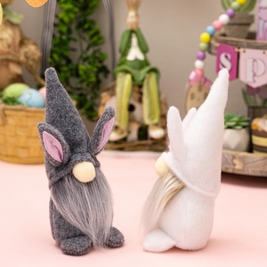 Easter bunny gnome decorations with felt rabbit ears and soft beards for festive home decor