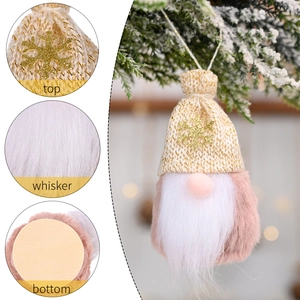 Weihnachtswichtel Anhänger mit Pailletten-Strickmütze und Holzsockel für Tannenbaum