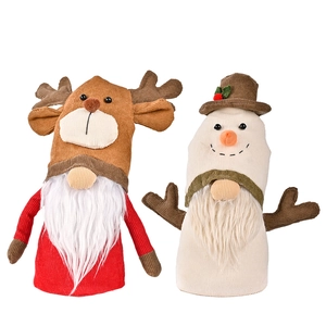 Set of two Christmas gnomes with reindeer antlers and snowman hats in corduroy fabric