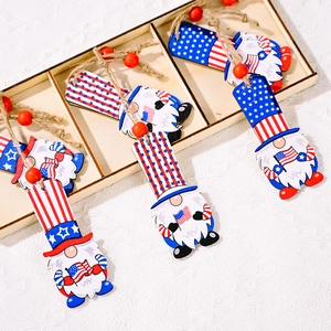 Lot de nains en bois pour la fête de l'indépendance avec motifs drapeau américain