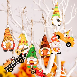 Holz Herbst Ernte Gnom Hängende Dekorationen Set Mit Holzbox Kürbis Ahornblatt Bemalte Gnome Dekorative Anhänger