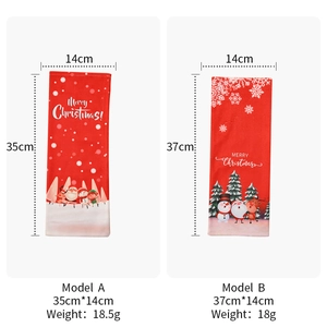 Detailed size chart for Christmas wine bottle bags with Santa and reindeer prints