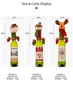 Detailed size specifications for Santa, Snowman, and Reindeer Christmas wine bottle covers