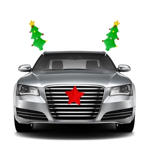 Kit de décoration de Noël pour voiture avec sapins en peluche et étoile rouge