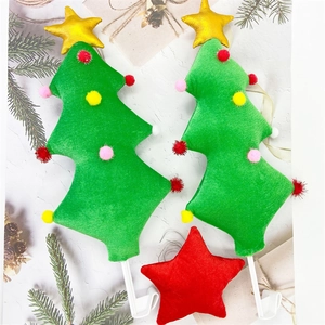 Lot de crochets voiture Noël avec mini sapins en velours vert et étoile rouge