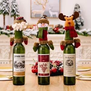 Knitted Christmas Wine Bottle Cover Santa Claus Snowman Reindeer Festive Table Decoration Xmas Party Gift Ornaments