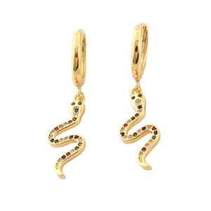 Orecchini a serpente placcati in oro 18k con cristalli di zircone multicolore vivaci