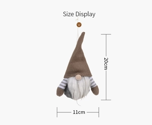 Size display of 20cm striped Christmas gnome plush pendant with dimensions for decoration