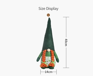 Detailed size specifications for a 48cm Saint Patrick's Day gnome doll with green hat