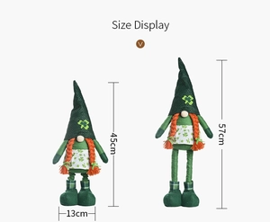 Size specifications for St. Patrick's Day faceless gnomes with clover and green details