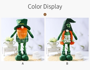 Detailed comparison of St. Patrick's Day gnomes with green hats and clover patterns