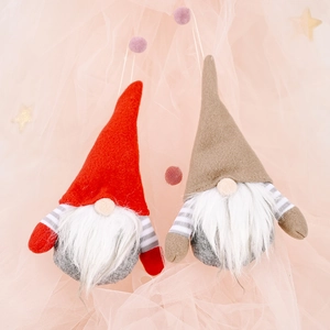 Christmas striped gnome hanging dolls with long white beards and festive plush pointed hats
