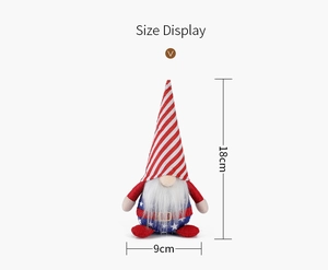 Detailed dimension view of the 4th of July patriotic gnome plush with size markers