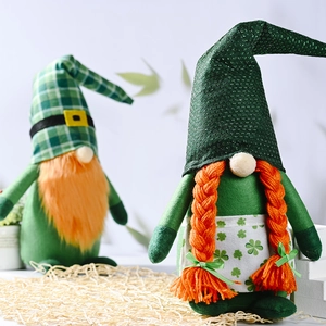 St. Patrick's Day gnomes set with green hats and orange beards for Irish festive decor